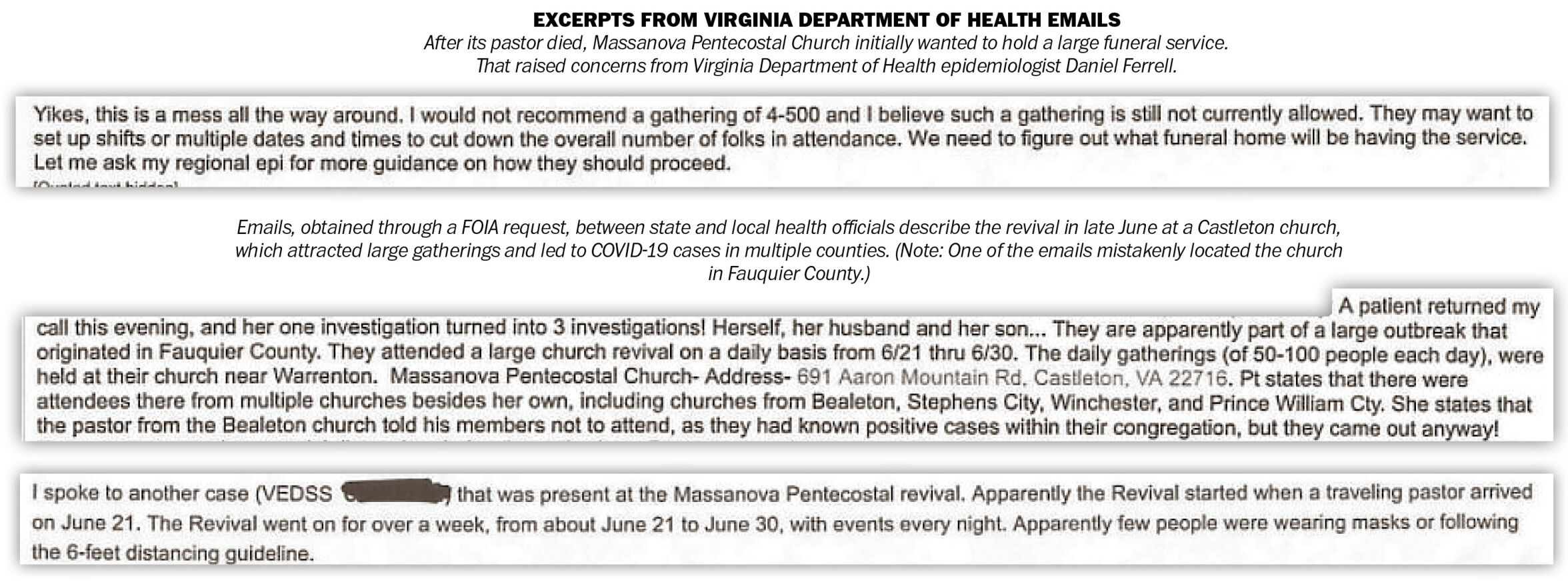 VDH email excerpts